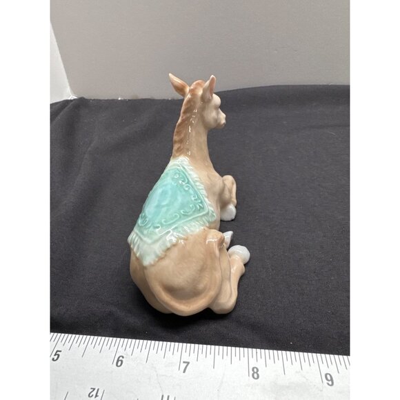 Vintage 2005 Royal Doulton Ceramic Donkey Figurine With Green Saddle Hand-Painte - Picture 4 of 7